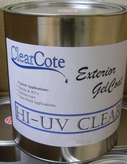 Clearcote GelCoat Resin with Wax and Hardener Clear Color Gallon Gel