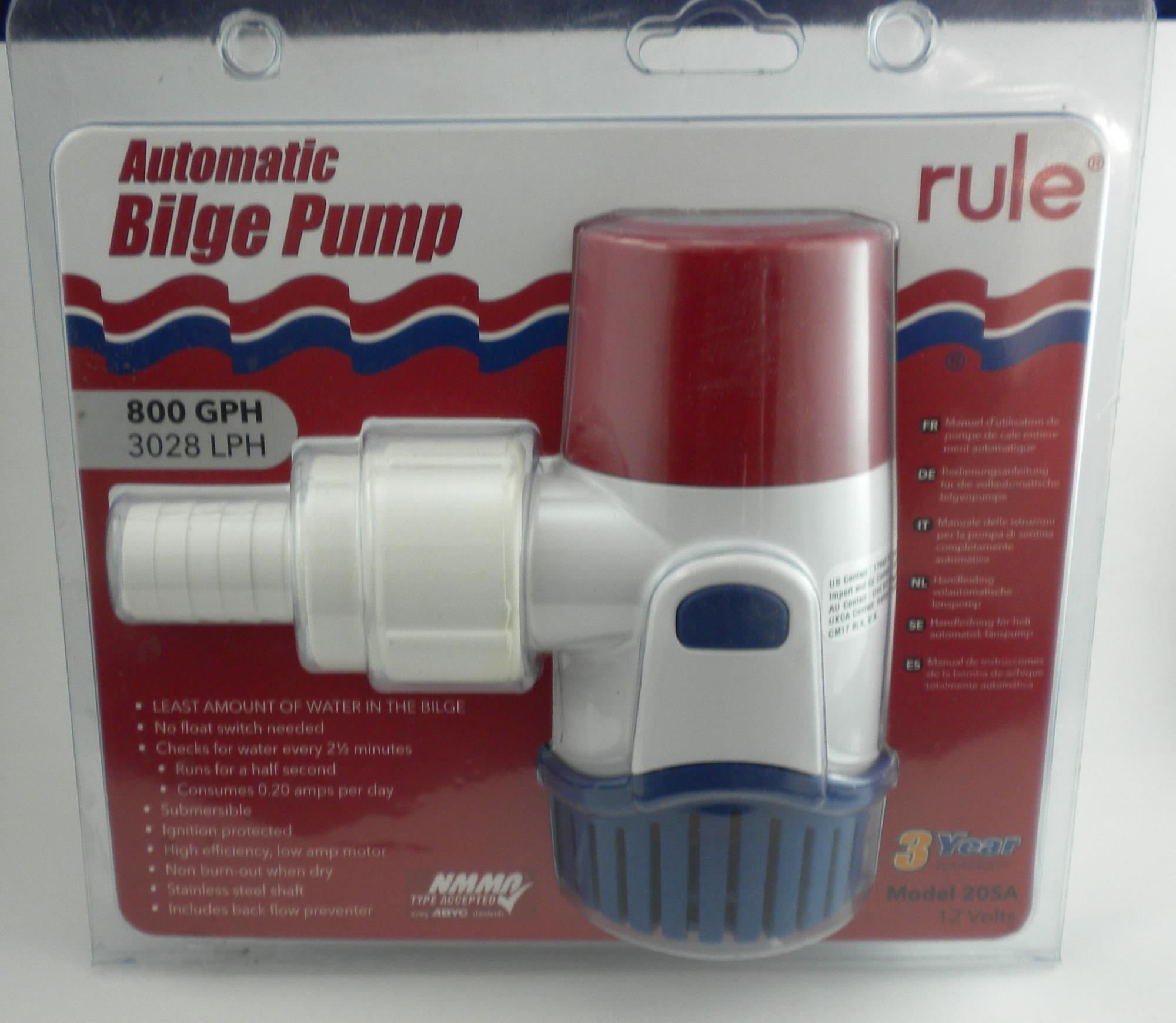 Rule Bilge Pump 800 GPH 12V 20DA ヨット用 Rule 20SA 800 GPH Computer Bilge Pump 12V 3/4