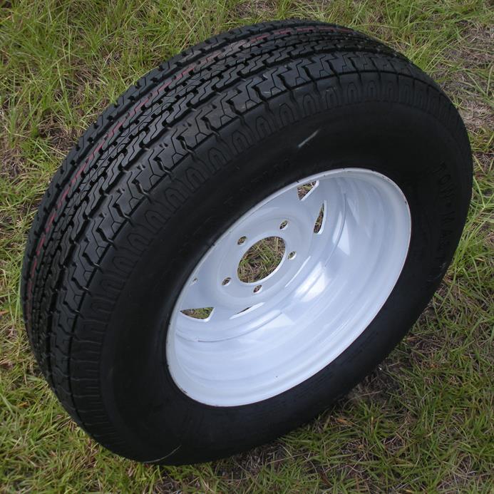 Towmaster 205/75R14 C5P 14" Trailer Tire Assembly Radial White Rim