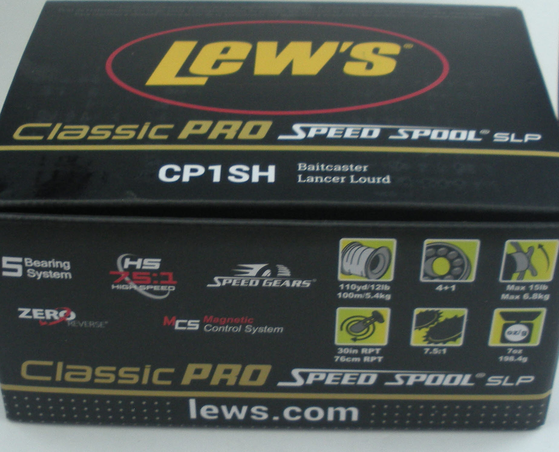 Lews CP1SH Classic Pro Speed Spool Baitcast Reel 5BB Gear Ratio 7.5-1 - Picture 4 of 7