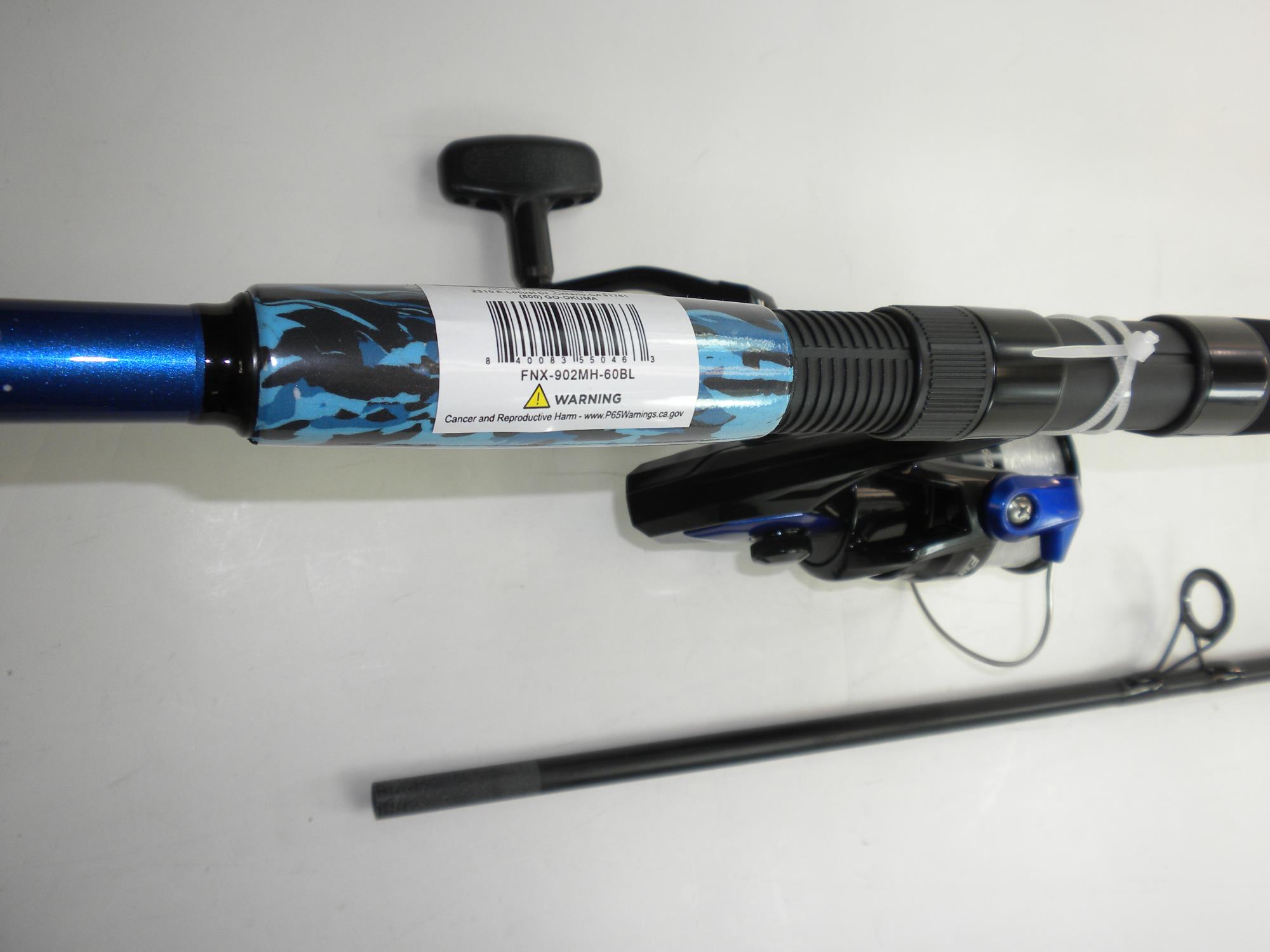 Okuma FNX902MH60BL Fin Chaser X Spinning Rod Reel Combo 9 ft MH 2 pc Blue