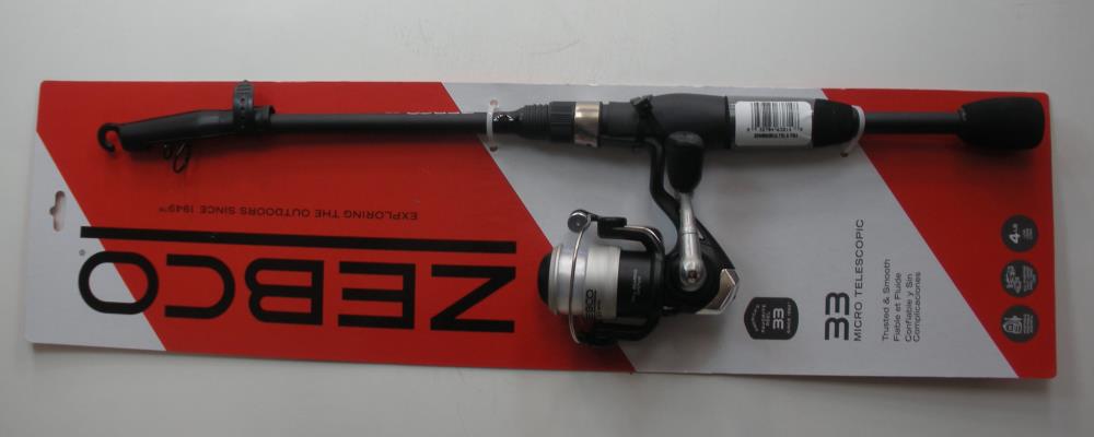 Zebco 33 Micro Spinning 5' Telescopic Ultra Light Combo Fishing Rod & Reel  for sale online