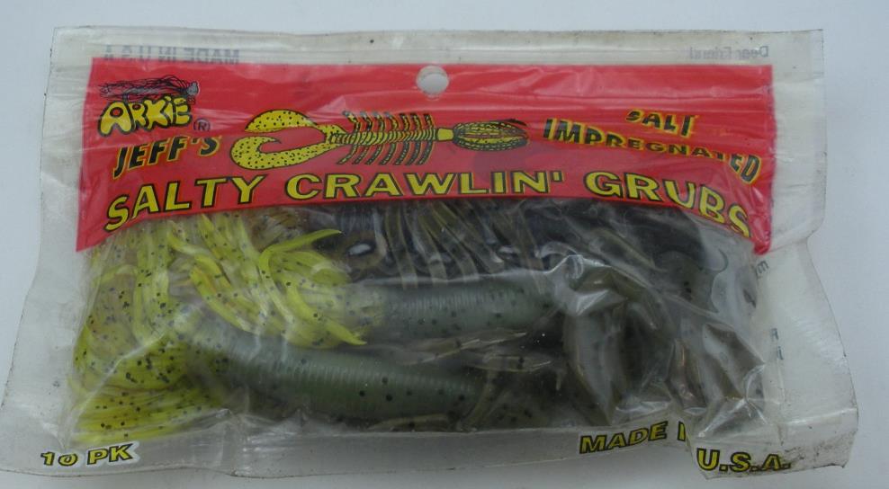 Arkie CG910-10 Salt Impregnated Crawlin Grubs Laminated Black Red Shad 21648