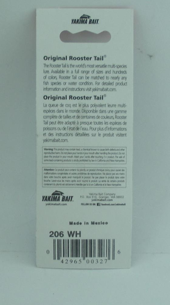Cucchiaino Rotante Worden's Rooster Tail 206 – Esca Da Pesca In Plastica, 1/16 Oz, Per Acqua Dolce, Multicolore