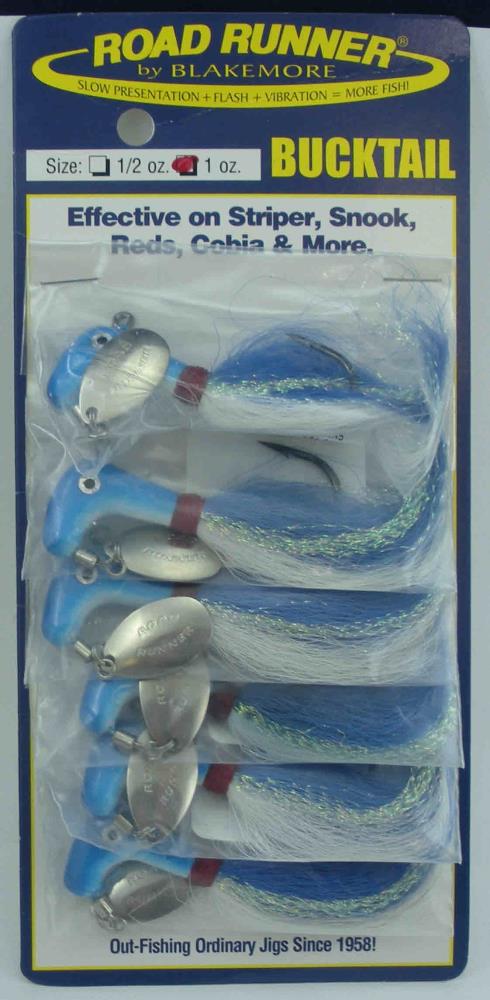 Blakemore 1009-02 Striper Bucktail Road Runner 1 oz Yellow Card of 6 24763