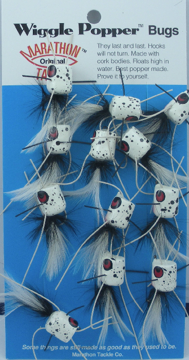Leurres De Surface Betts Marathon Bug Popper - Taille 4, Blanc Moucheté, Pack De 12