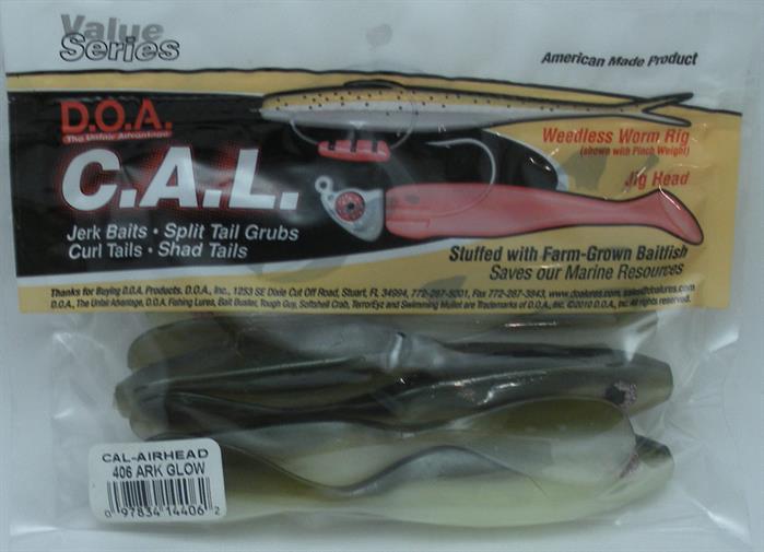 DOA 14-351 Cal Airhead Lure RBCHT RootBeer Chartreuse Tail 6CT 21020