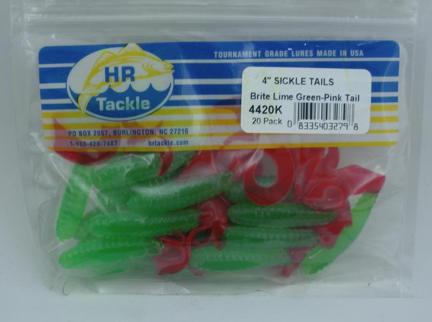 Haw River 4420 Sickle Tail Grub 4" Color Brite Lime Green 20CT 24436