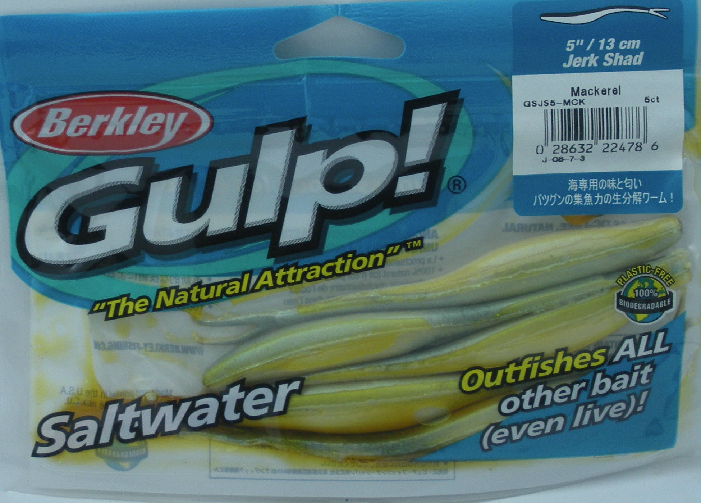 Berkley GSJS5-CPN Gulp 5/" Saltwater Jerk Shad Chart Pepper Neon Glow 5 Ct 10276