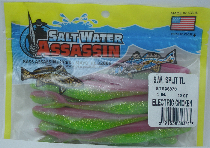 BASS ASSASSIN 4 POLLICI ACQUA DOLCE SPLIT CODA SHAD (TROTA ARC） 100 CT SA22332