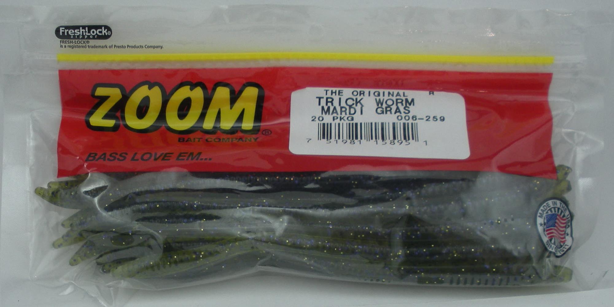 Zoom 006-259 6" Trick Worm Mardi Gras 20CT main product image