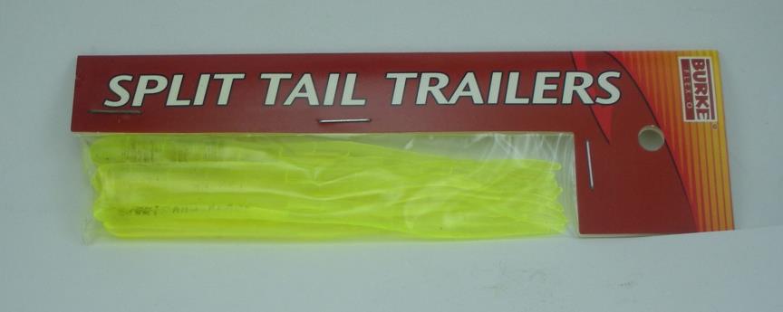 Burke 770-05 Split Tail Trailer Worm Clear Chartreuse 4/" 6CT 23979