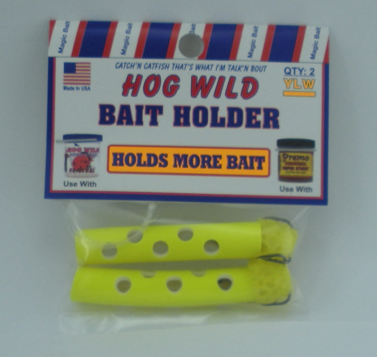 Magic Bait 4834 7734 Catfish Hog Wild Tube Bait Holder Yellow 2CT