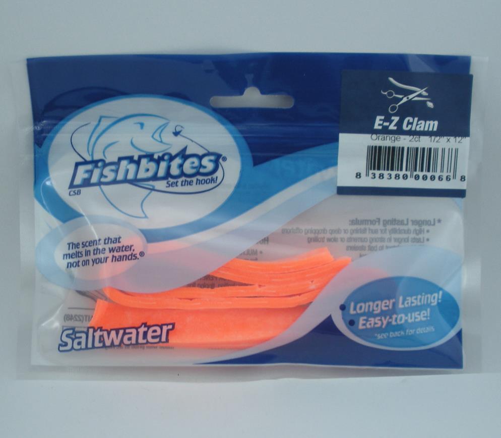 Fishbites 0066 Orange EZ Clam FishBite 1/2 x 12 2CT