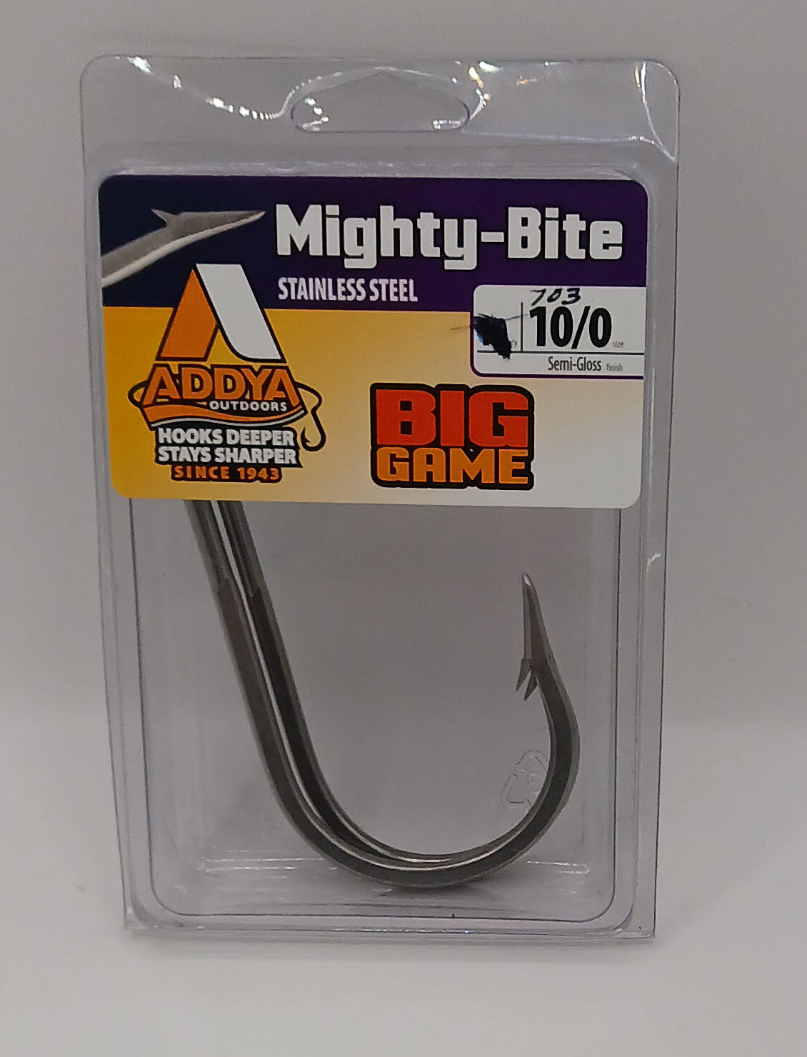 Addya A703SSBG10/0-2 Mighty Bite Big Game Hook Sz 10/0 2CT