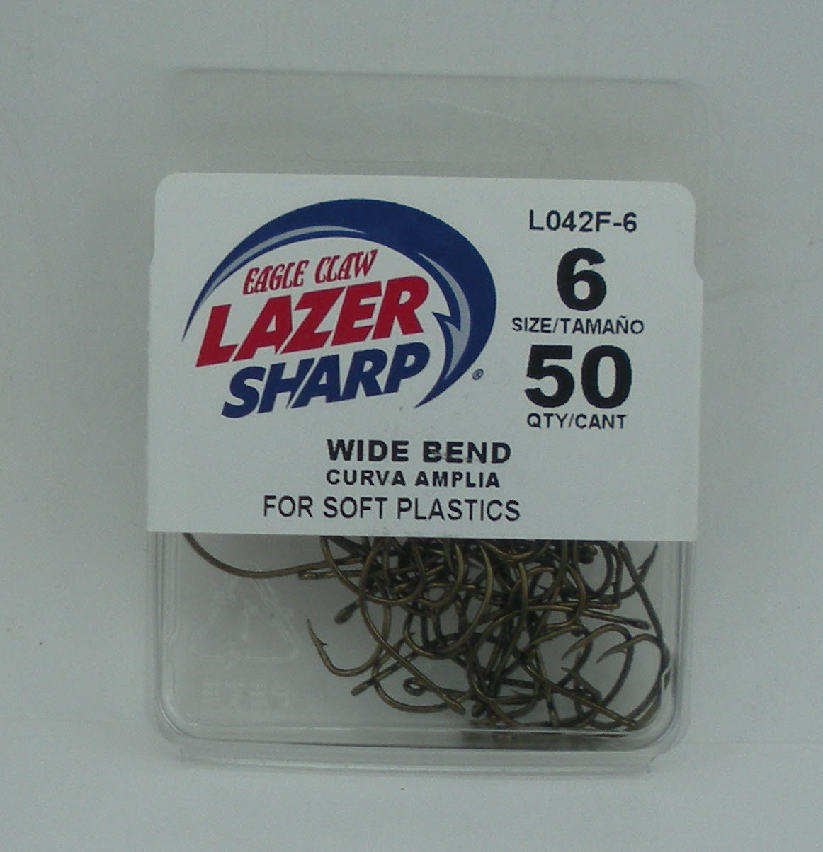 Eagle Claw Lazer Sharp Fishing Hooks - Wide Bend Offset, Plain Shank, Size 4, Bronze, 50-Pack - View #10