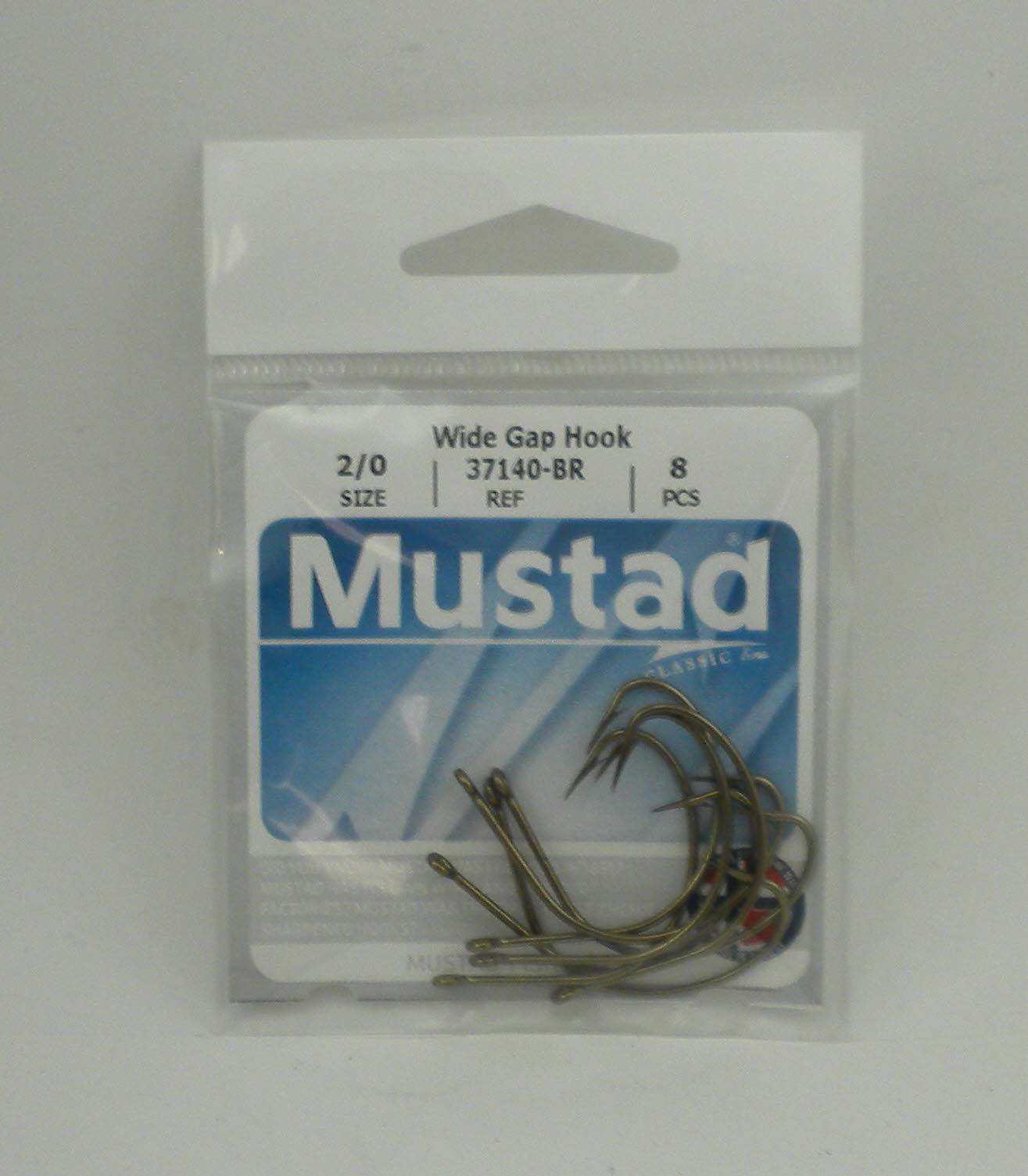 Mustad 37140-2/0-8 Wide Gap Hook Ringed Bronze Slightly Reversed Size 2/0 8CT