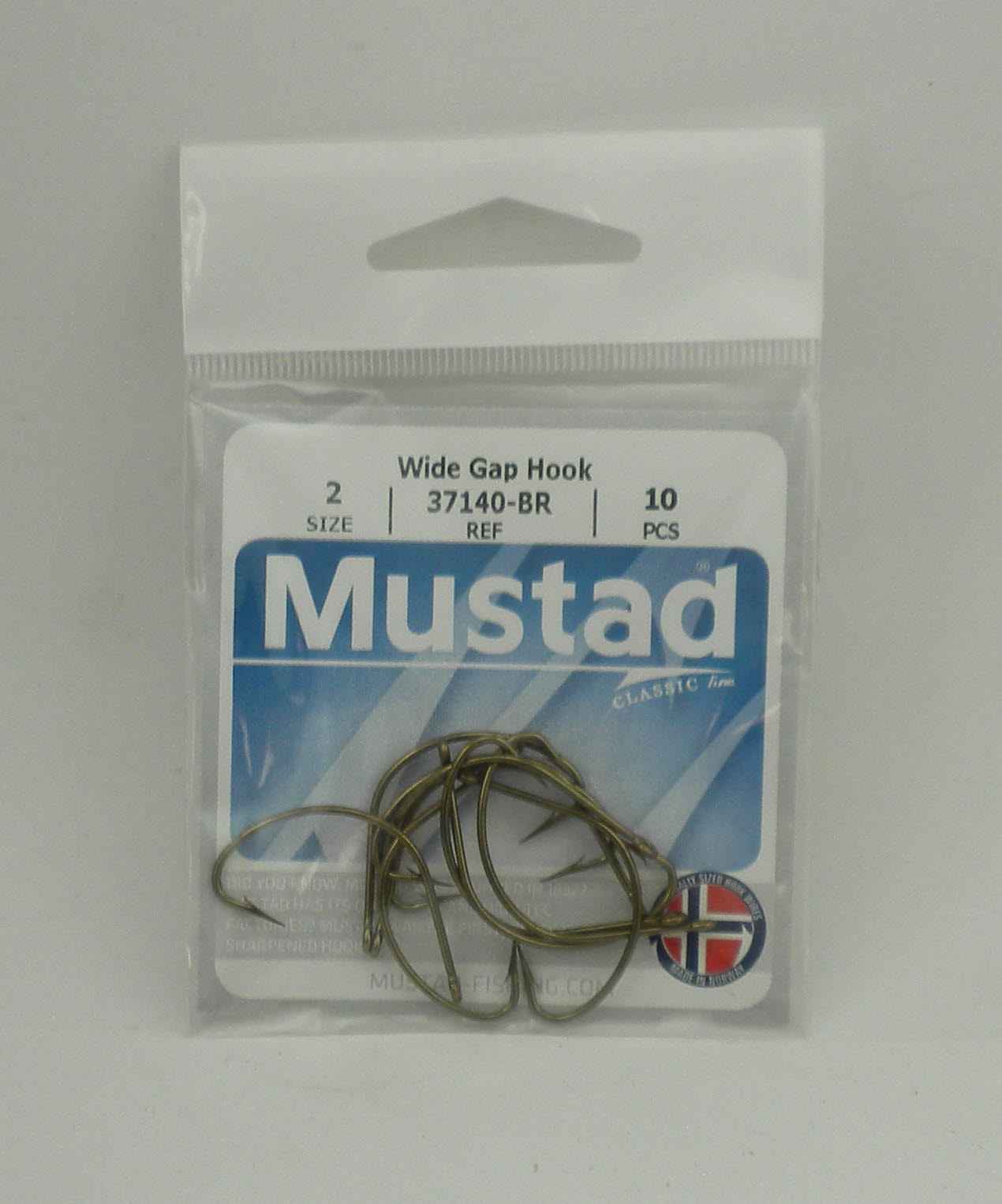 Mustad 37140-2-10 Wide Gap Hook Ringed Bronze Slightly Reversed Size 2 10CT