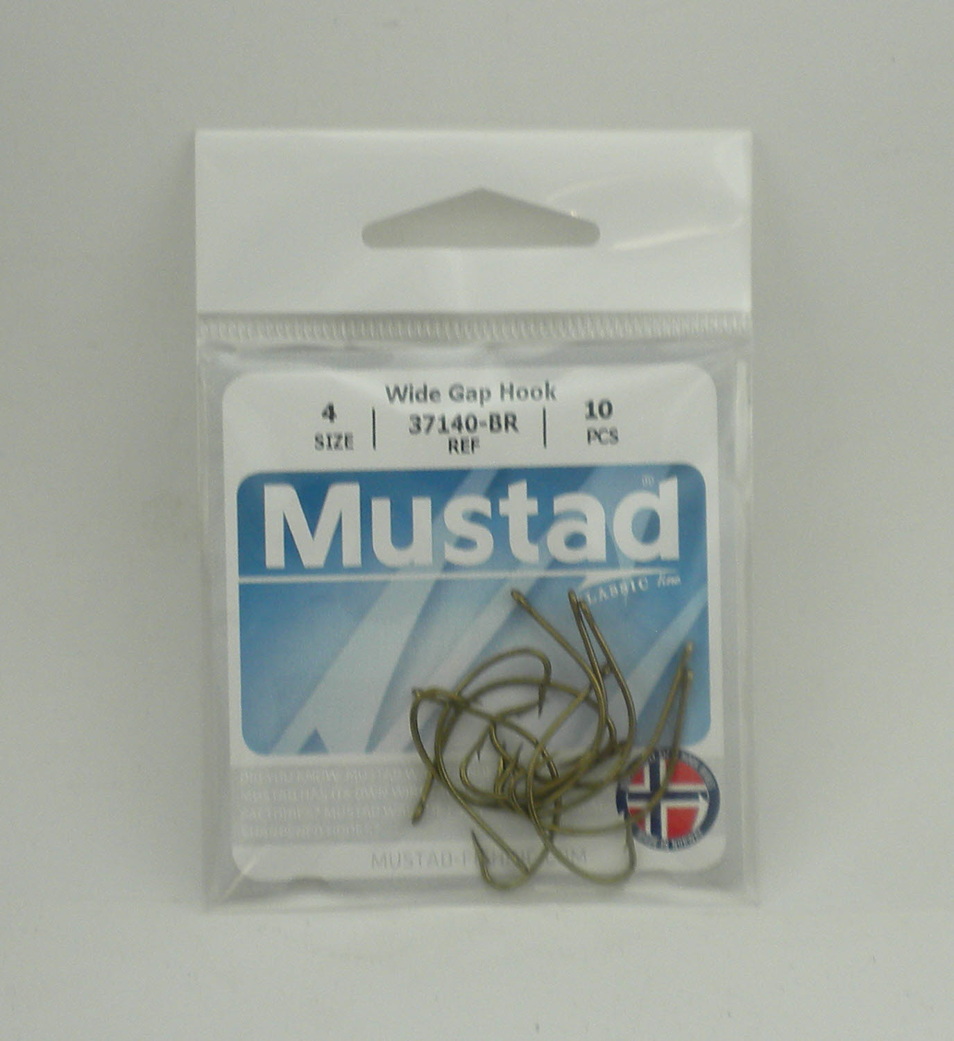 Mustad 37140-4-10 Wide Gap Hook Ringed Bronze Slightly Reversed Size 4 10CT