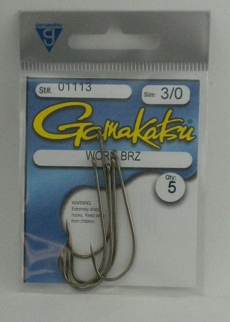 Gamakatsu 01113 3/0 Bronze Worm Hook 5CT