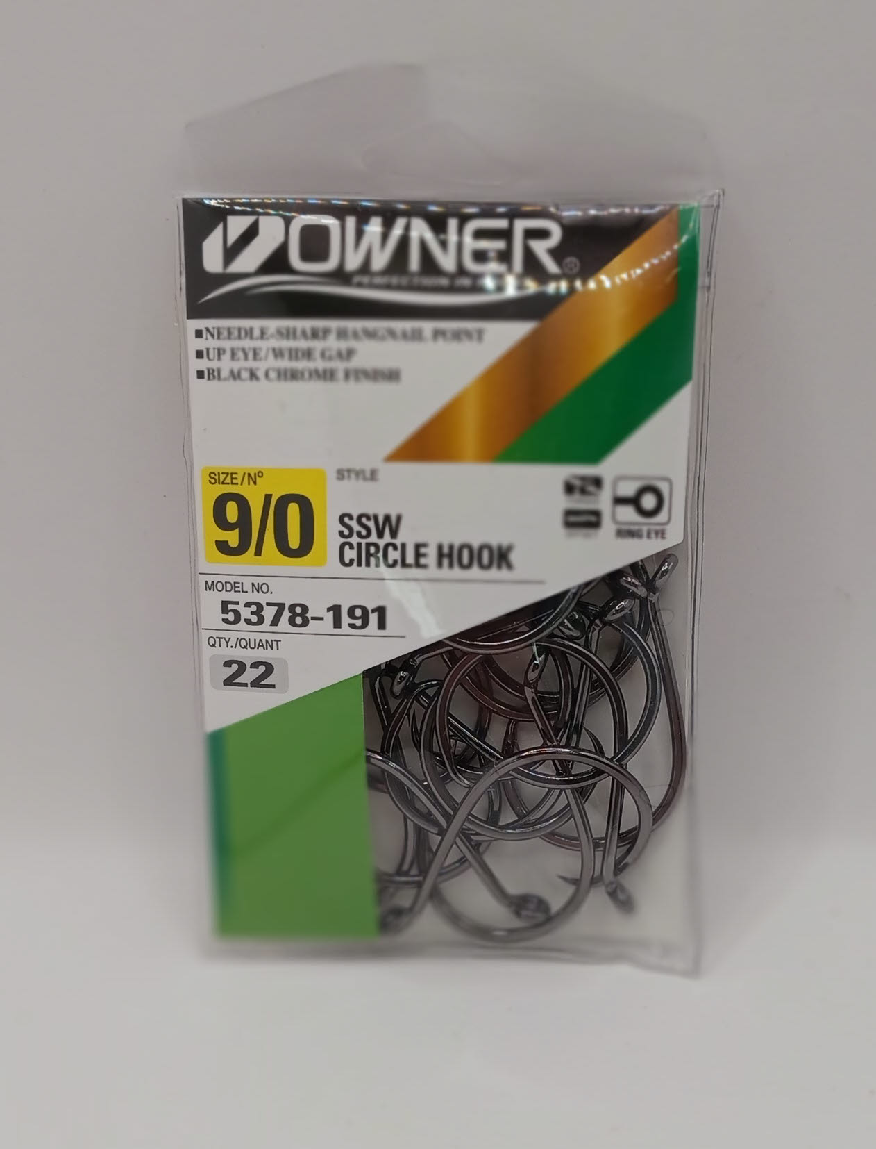 Owner 5378-191 SSW Circle Hook Up-Eye Offset Med Shank Hangnail Point 9/0 22Ct