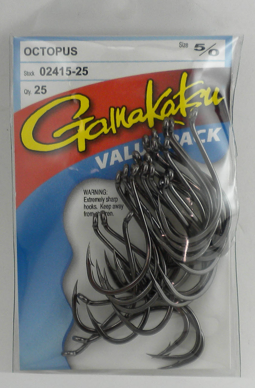 Gamakatsu 02415-25 5/0 NS Black Octopus Hooks 6CT