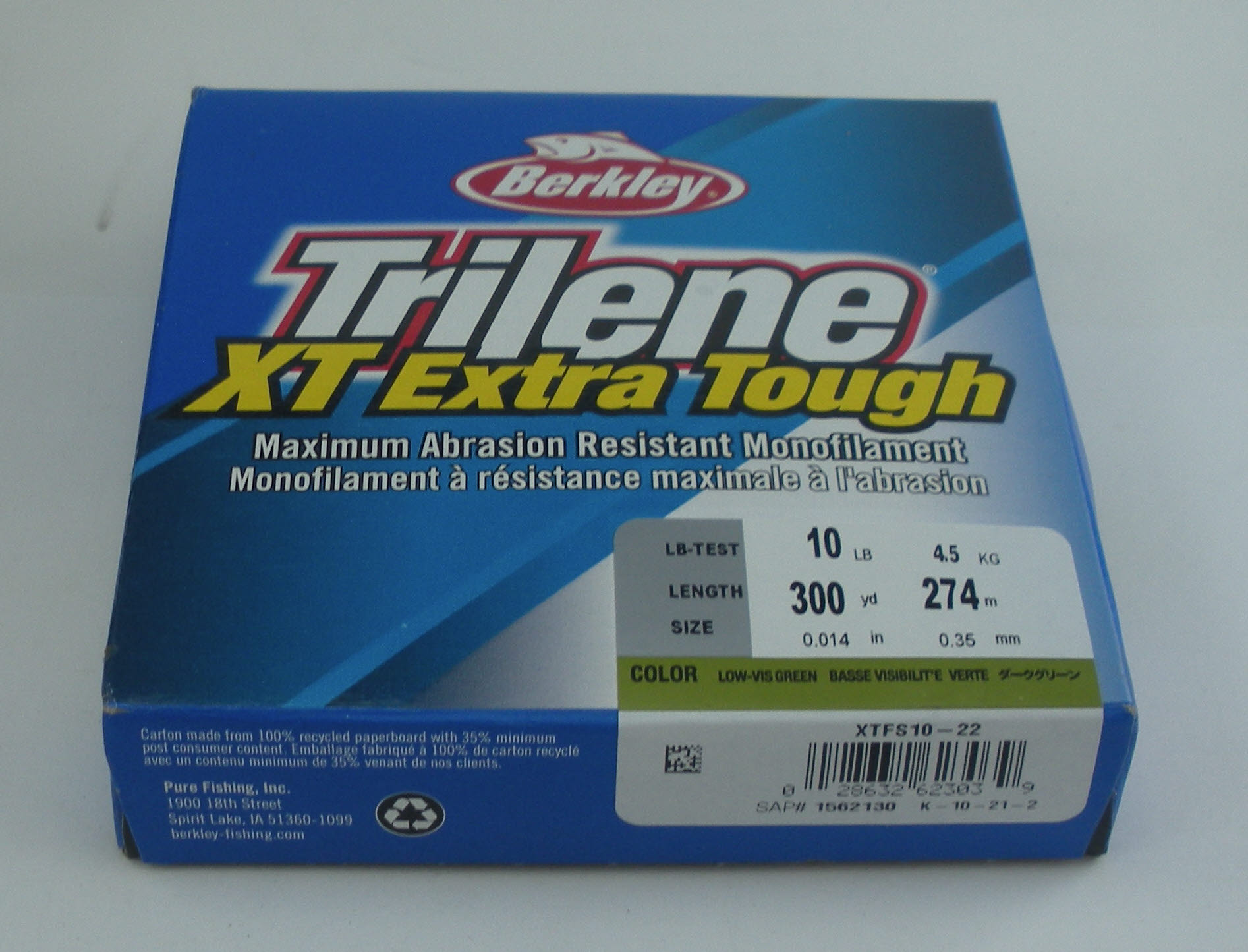 Berkley 1562130 XTFS10-22 Trilene XT Monofilament Low Vis Green