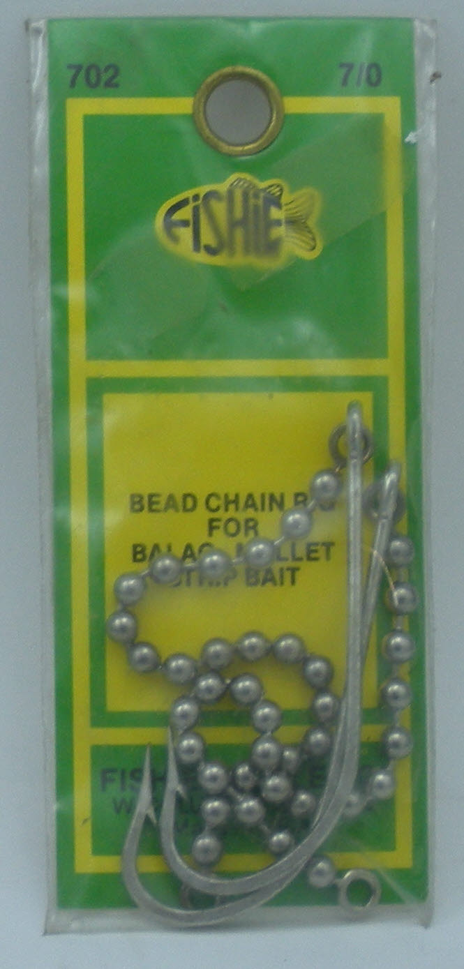 Fishie Tackle 702 Bead Chain Rig 7//0 Hook OverAll Length 7.5 /" 20609
