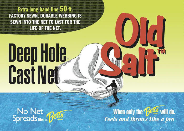 Betts 8SM-DH Old Salt Mesh Deep Hole Cast Net 8 ft x 1/2" Mesh 8 ft Radius