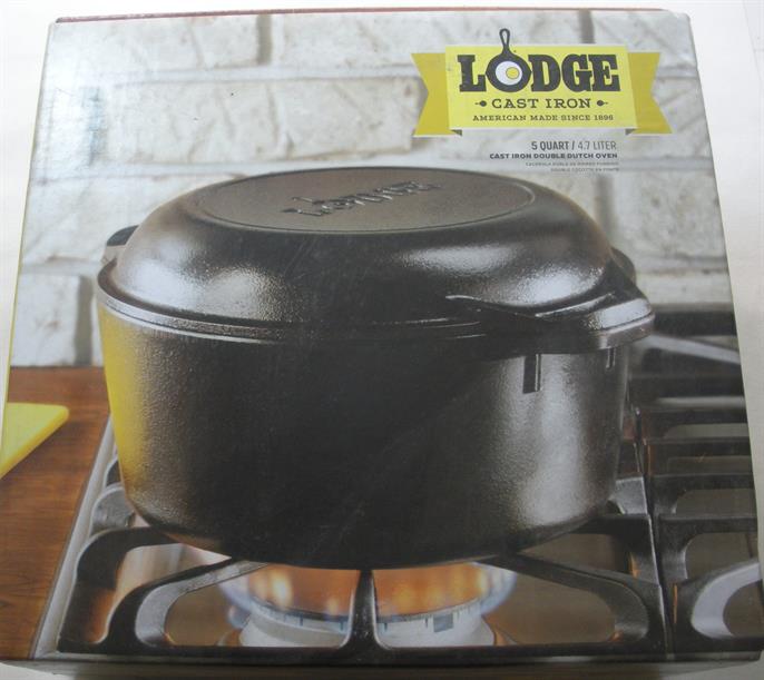 Lodge L8D03 Cast Iron Preseasoned 5 Quart Dutch Oven With Cover