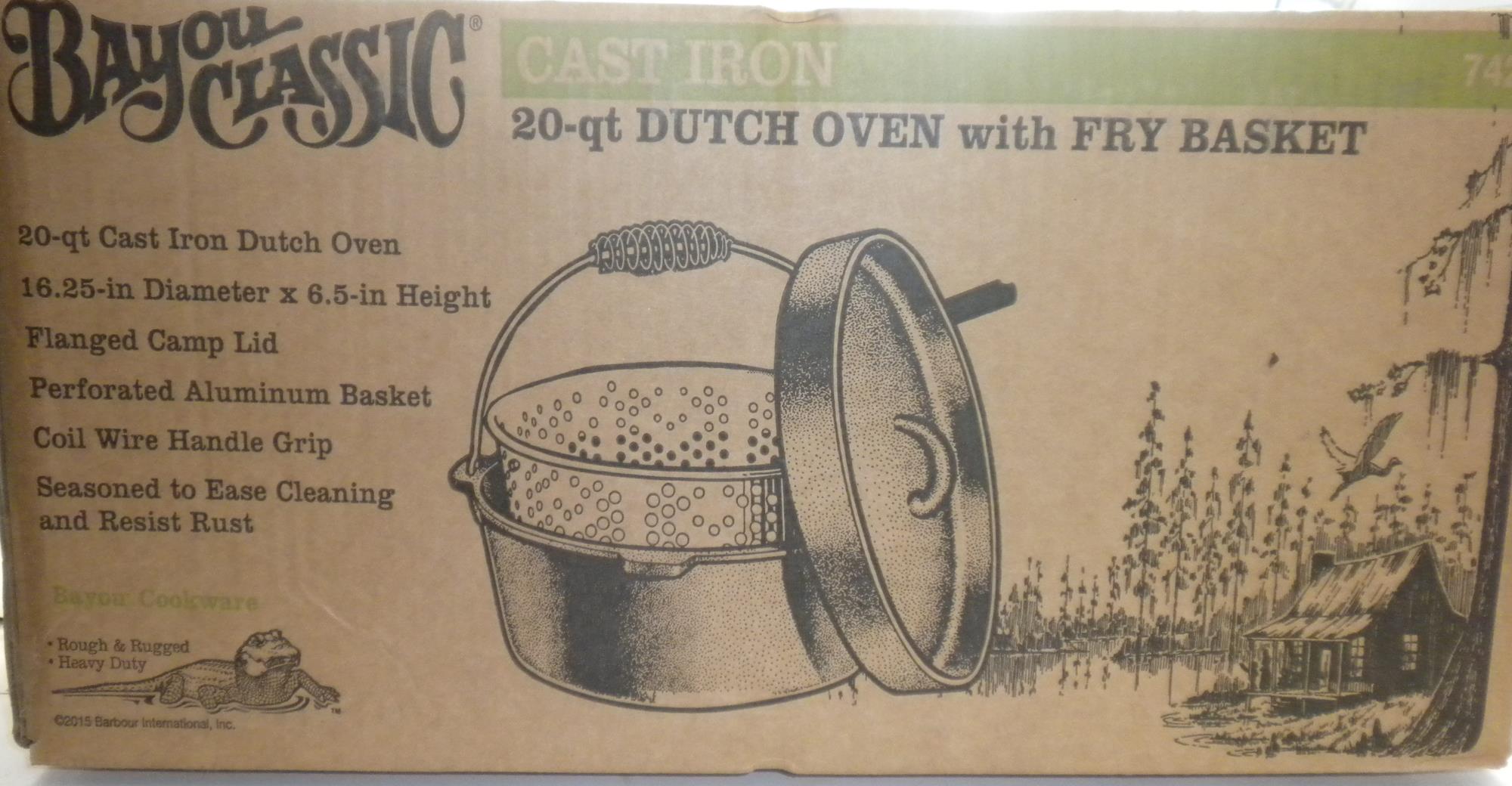 Bayou Classic 7420 20 Qt Cast Iron Dutch Oven Pot Lid With