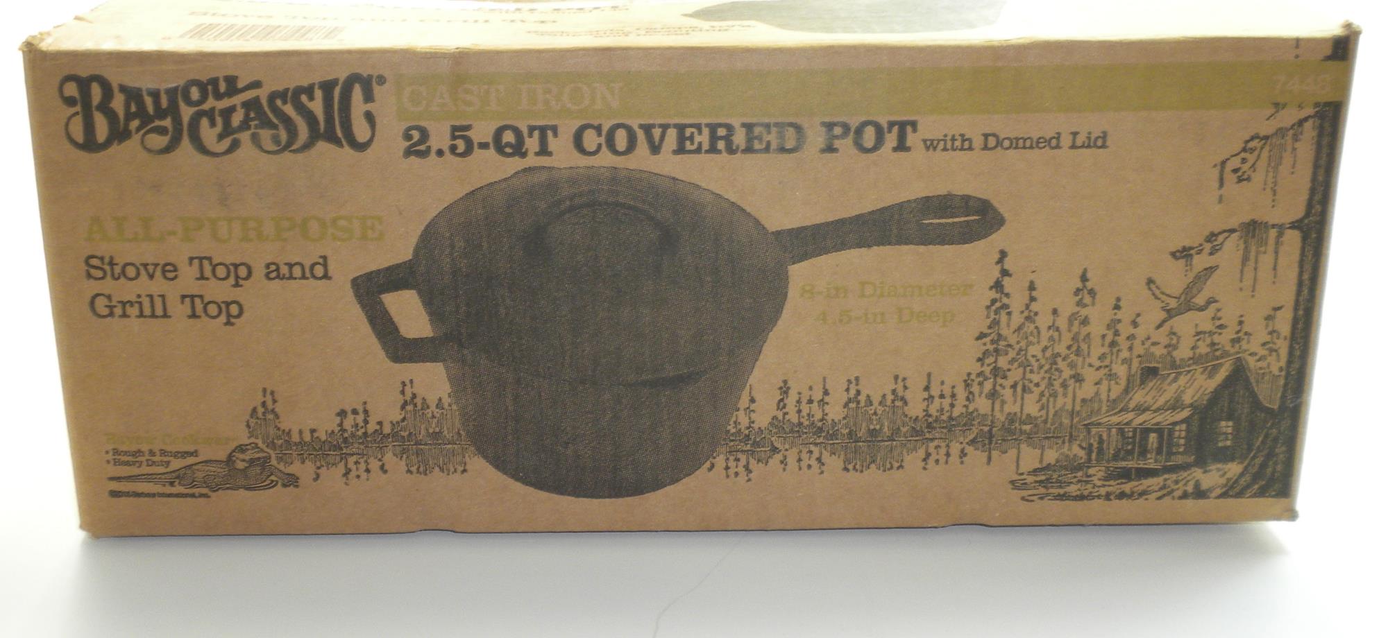 Bayou Classic 2.5-Quart Cast Iron Bean Pot With Lid - Heavy Duty Dutch Oven For Chili, Stews, Camping