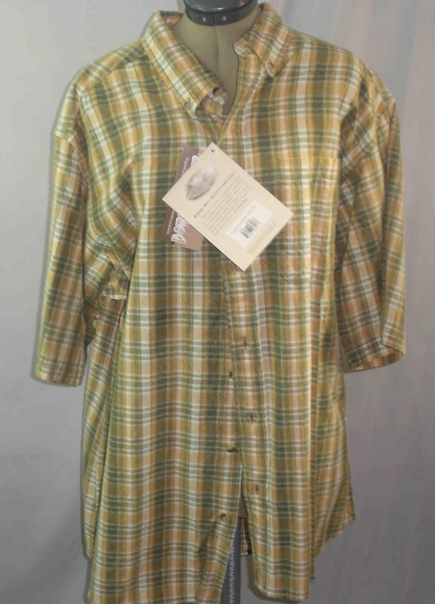 ®️ Bimini Bay 180460-XXL Cotton Plaid Olive Short Sleeve Shirt Size