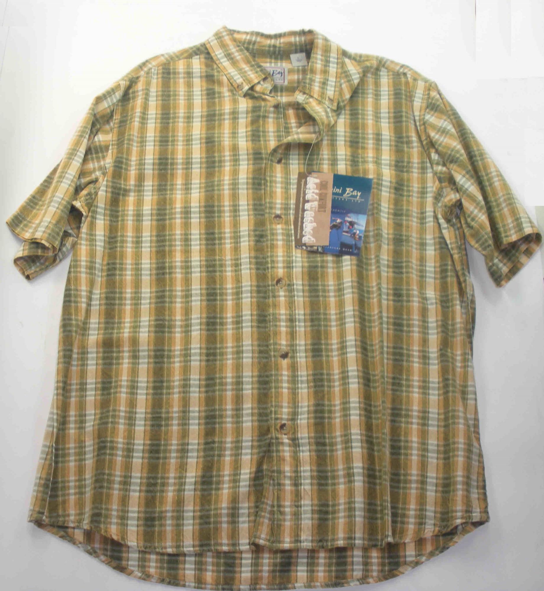 Bimini Bay 180460-XXL Cotton Plaid Olive Short Sleeve Shirt Size