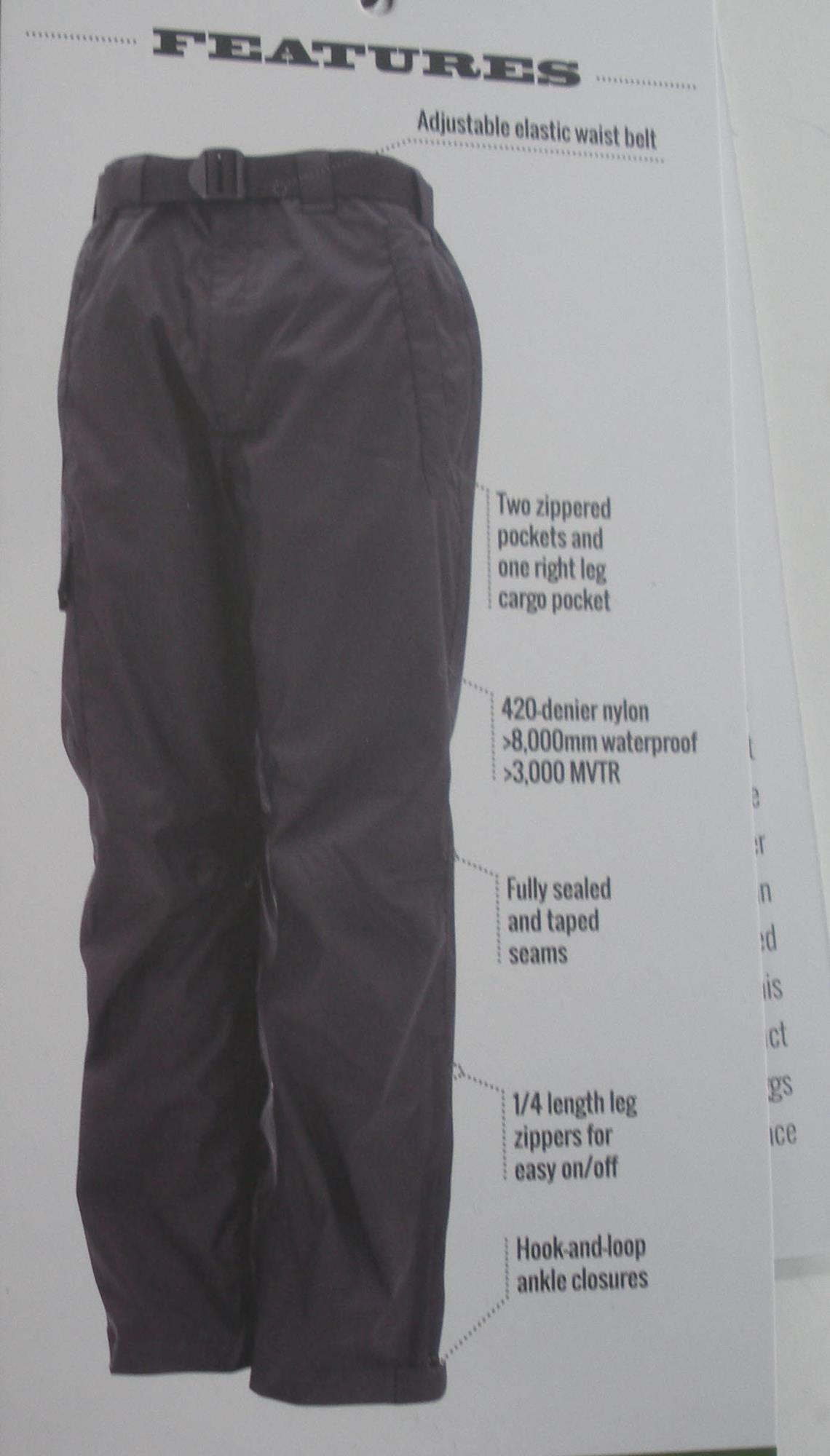 Frogg Toggs SW8310901 Size Small Stormwatch Nylon Rainwear Pants Black - Picture 6 of 8