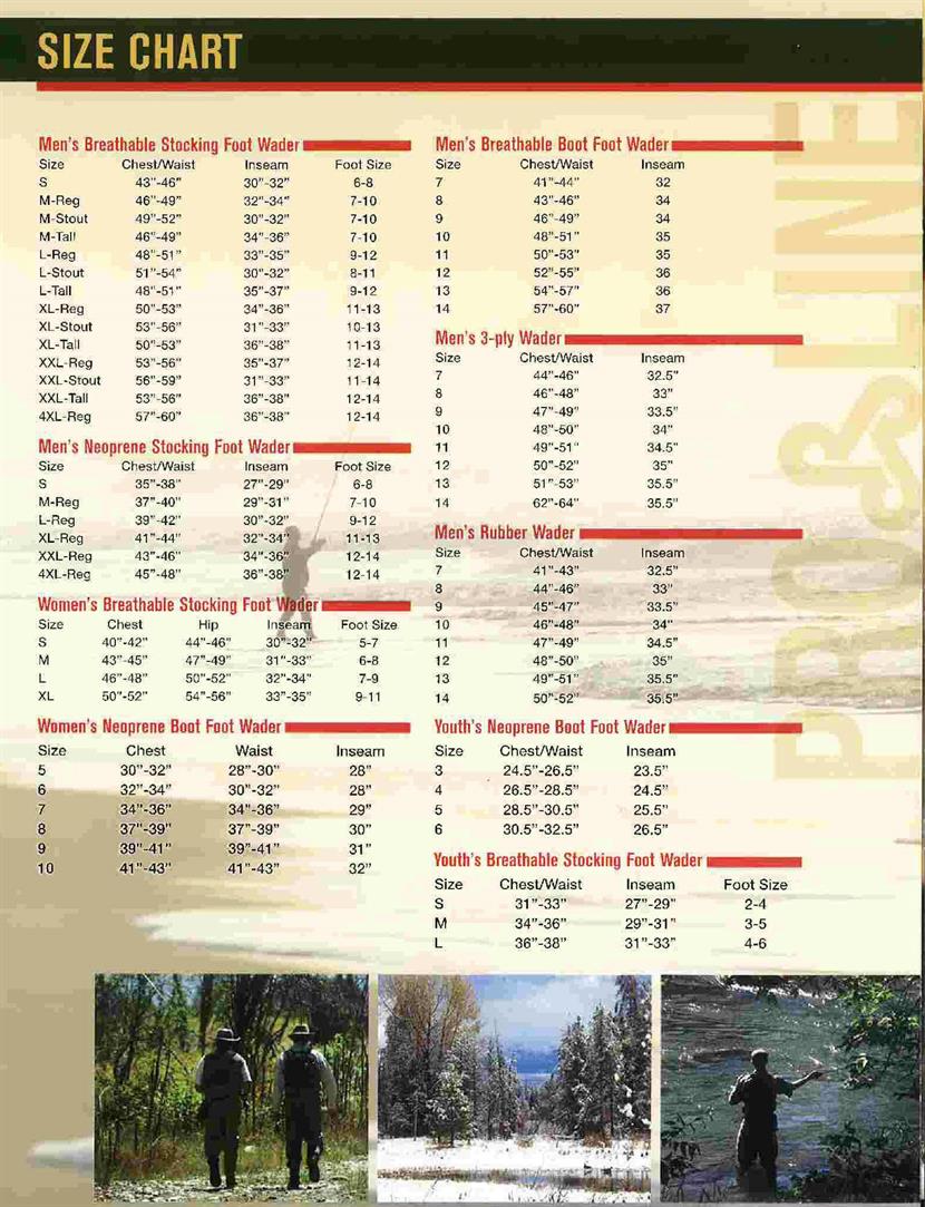 Cabela S Wader Size Chart