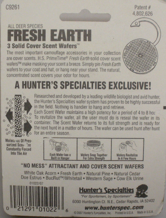 Hunters Specialties 01022 Primetime Fresh Earth Cover Scent Wafer 8365