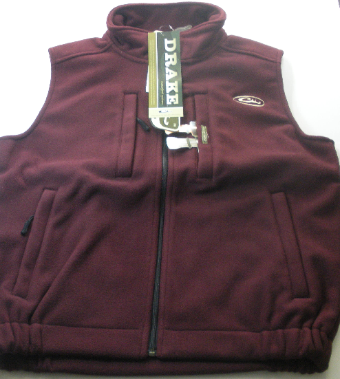 Drake Waterfowl 1602MRN-M Windproof Layering Maroon Fleece Vest Medium - Picture 1 of 4