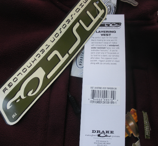 Drake Waterfowl 1602MRN-M Windproof Layering Maroon Fleece Vest Medium - Picture 3 of 4