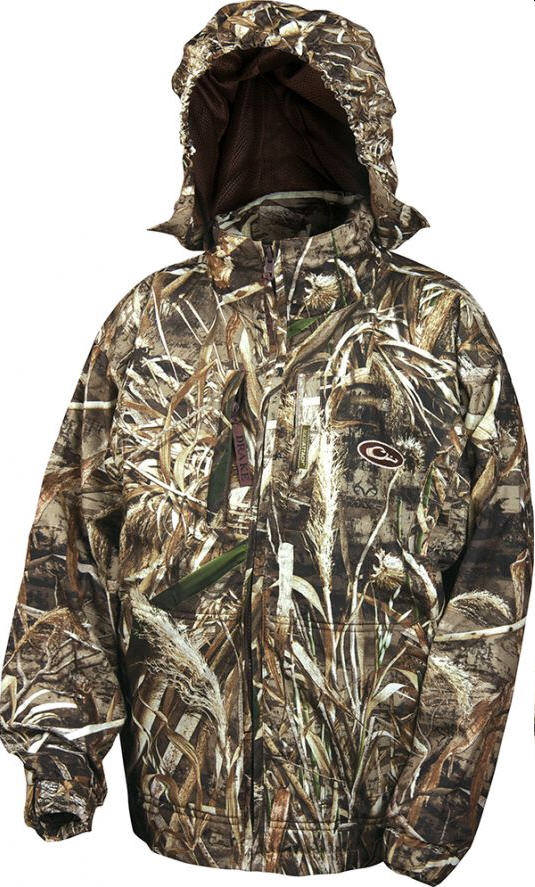 Drake Waterfowl 259015-08 Youth EST Rain Coat Max Camo Size