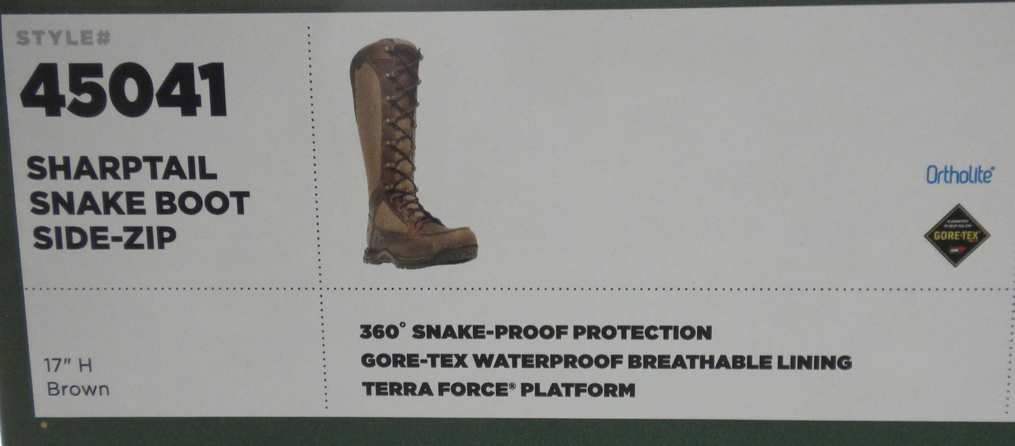 Danner 45041-10D Mens Size 10 D width 17" Sharptail Sidezip Snake Boot
